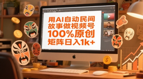 用AI自动民间故事做视频号，100%原创，矩阵日入1k+-新时光资源网