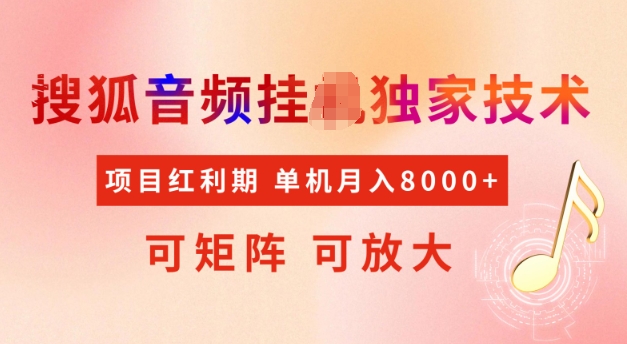 首发搜狐音频挂JI，项目红利期，可矩阵可放大，稳定月入5k【揭秘】-新时光资源网