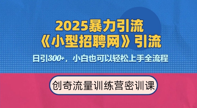 2025最新暴力引流方法，招聘平台一天引流300+，日变现多张，专业人士力荐-新时光资源网