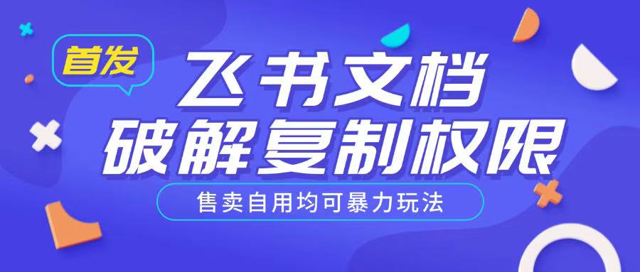 首发飞书文档破解复制权限，售卖自用均可暴力玩法-新时光资源网