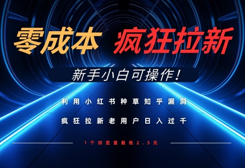 利用小红书种草知乎漏洞，零成本疯狂拉新日入数张，新手小白可操作-新时光资源网