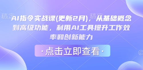 AI指令实战课(更新2月)，从基础概念到高级功能，利用AI工具提升工作效率和创新能力-新时光资源网