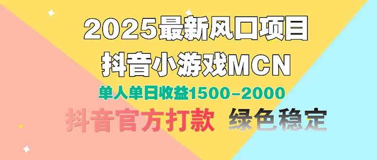 2025最新风口项目 抖音小游戏MCN 单人单日收益1500-2000+-新时光资源网