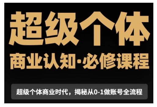 超级个体商业认知觉醒视频课，商业认知·必修课程揭秘从0-1账号全流程-新时光资源网