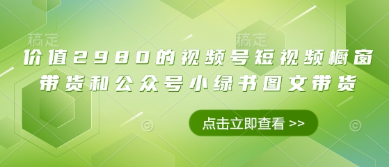 价值2980的视频号短视频橱窗带货和公众号小绿书图文带货-新时光资源网