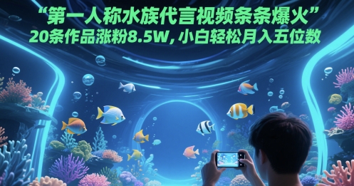 第一人称水族代言视频条条爆火，20条作品涨粉8.5W，小白轻松月入五位数-新时光资源网