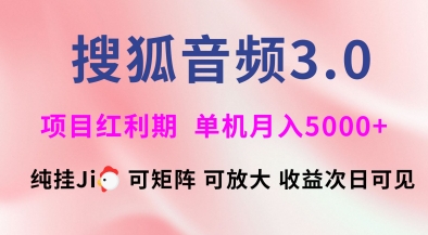 搜狐音频挂ji3.0.可矩阵可放大，独家技术，稳定月入5000+【揭秘】-新时光资源网
