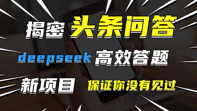 头条问答，刚出的新玩法！保证你没见过！用DeepSeek去高效答题，一个账…-新时光资源网