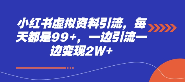 小红书虚拟资料引流，每天都是99+，一边引流一边变现2W+-新时光资源网