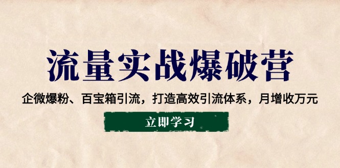 流量实战爆破营：企微爆粉、百宝箱引流，打造高效引流体系，月增收万元-新时光资源网