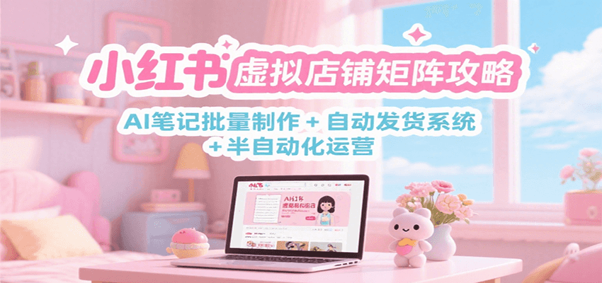 小红书虚拟店铺矩阵攻略：AI笔记批量制作 + 自动发货系统 + 半自动化运营-新时光资源网