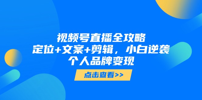 视频号直播全攻略，定位+文案+剪辑，小白逆袭个人品牌变现-新时光资源网