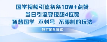 国学视频引流条条10W+点赞当日引流变现超4位数-新时光资源网