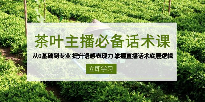 茶叶 主播必备话术课 从0基础到专业 提升语感表现力 掌握直播话术底层逻辑-新时光资源网