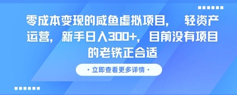 零成本变现的咸鱼虚拟项目， 轻资产运营，新手日入3张+，目前没有项目的老铁正合适-新时光资源网