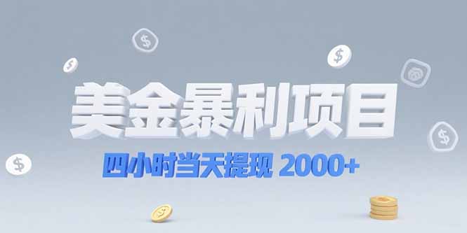 美金暴利项目，四小时当天提现 2000+机会留给会选赛道的人-新时光资源网