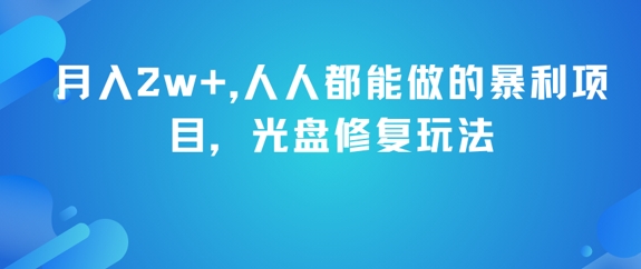 月入2w+，人人都能做的暴利项目，光盘修复玩法-新时光资源网