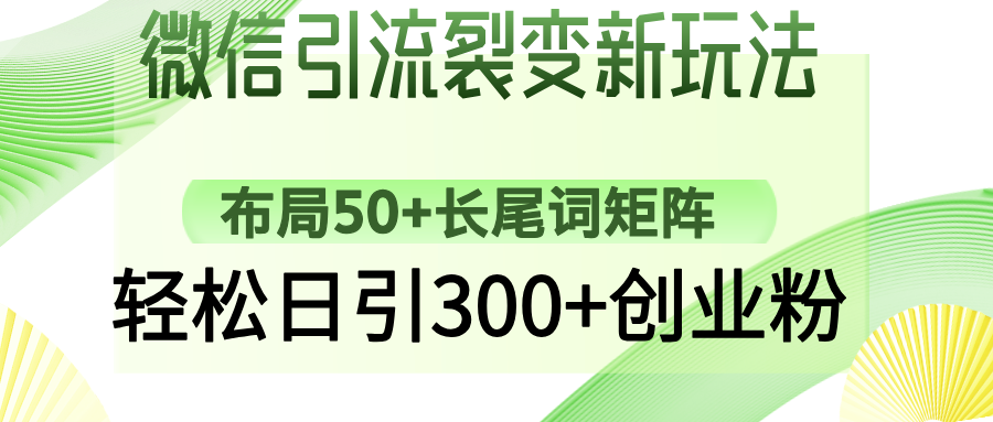 微信引流裂变新玩法：布局50+长尾词矩阵，轻松日引300+创业粉-新时光资源网
