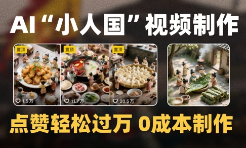 爆款1000W+播放微缩景观迷你小人国AI视频0成本制作全流程教学-新时光资源网