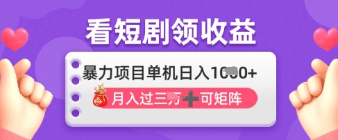 2025年4月最新看短剧领收益，单机日收入1k【揭秘】-新时光资源网
