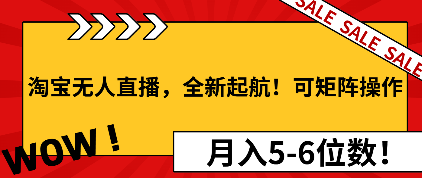 淘宝无人直播，全新起航！可矩阵操作，月入5-6位数！-新时光资源网