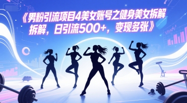 男粉引流项目4美女账号之健身美女拆解，日引流500+，变现多张-新时光资源网