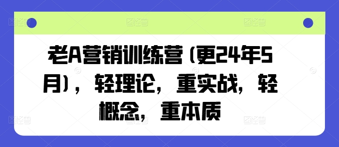 老A营销训练营(更25年3月)，轻理论，重实战，轻概念，重本质-新时光资源网