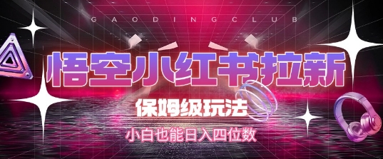 悟空小红书拉新，保姆级玩法，小白也能日入四位数-新时光资源网