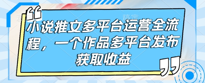 小说推文多平台运营全流程，一个作品多平台发布获取收益-新时光资源网
