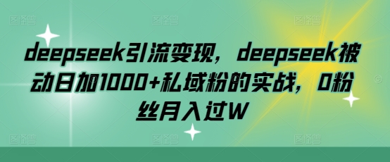 deepseek引流变现，deepseek被动日加1000+私域粉的实战，0粉丝月入过W-新时光资源网
