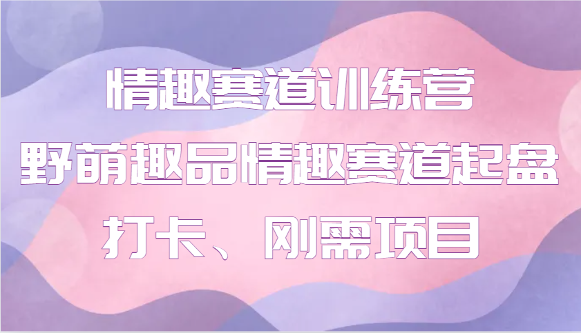 情趣赛道训练营 野萌趣品情趣赛道起盘打卡、刚需项目-新时光资源网