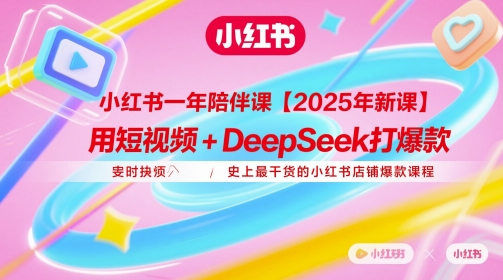 小红书一年陪伴课【2025年新课】，用短视频+deepSeek打爆款，史上最干货的小红书店铺爆款课程-新时光资源网