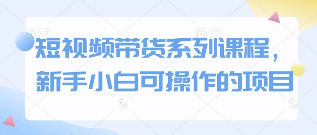 短视频带货系列课程，新手小白可操作的项目-新时光资源网