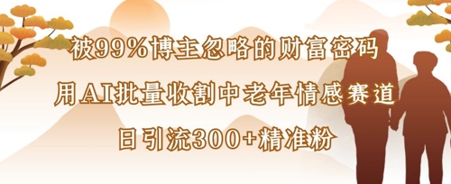 被99%博主忽略的财富密码：用AI批量收割中老年情感赛道，日引流300+精准粉-新时光资源网