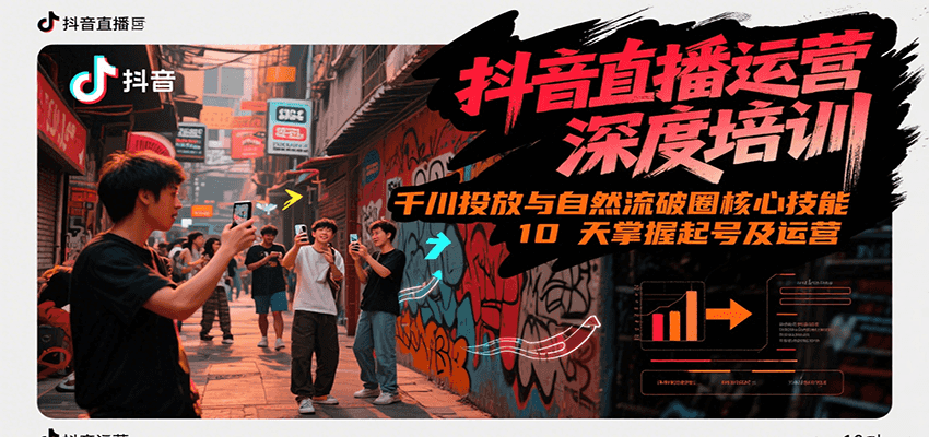 抖音直播运营深度培训，千川投放与自然流核心技能，10天掌握起号及运营(6-7月新课)-新时光资源网