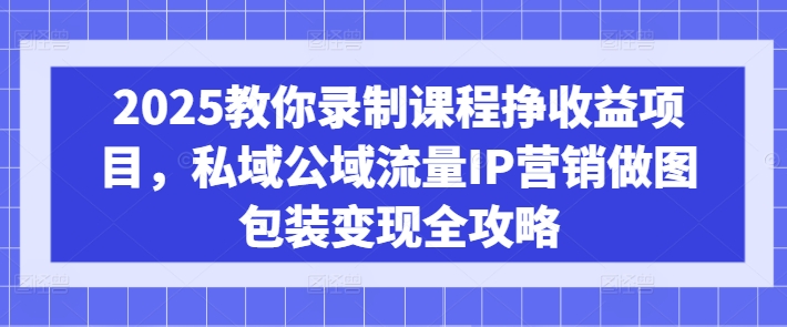 2025教你录制课程挣收益项目，私域公域流量IP营销做图包装变现全攻略-新时光资源网