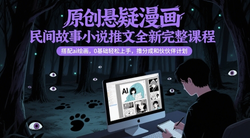 原创悬疑漫画民间故事小说推文全新完整课程， 搭配ai绘画，0基础轻松上手，撸分成和伙伴计划-新时光资源网